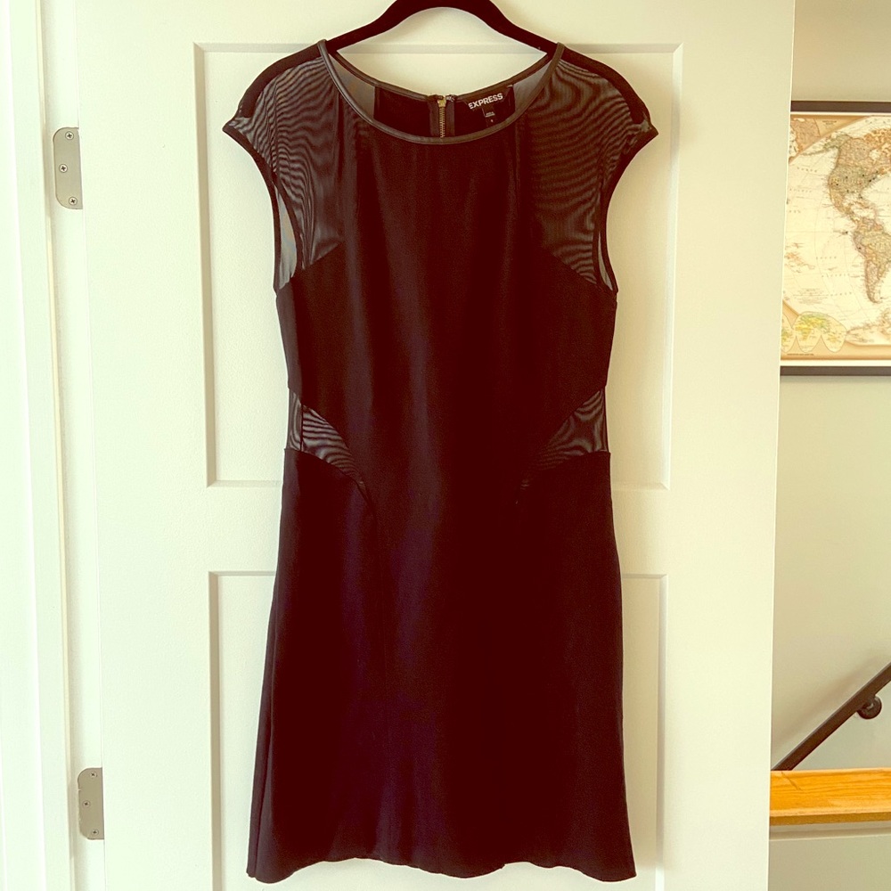 Black bodycon dress with sheer cutouts